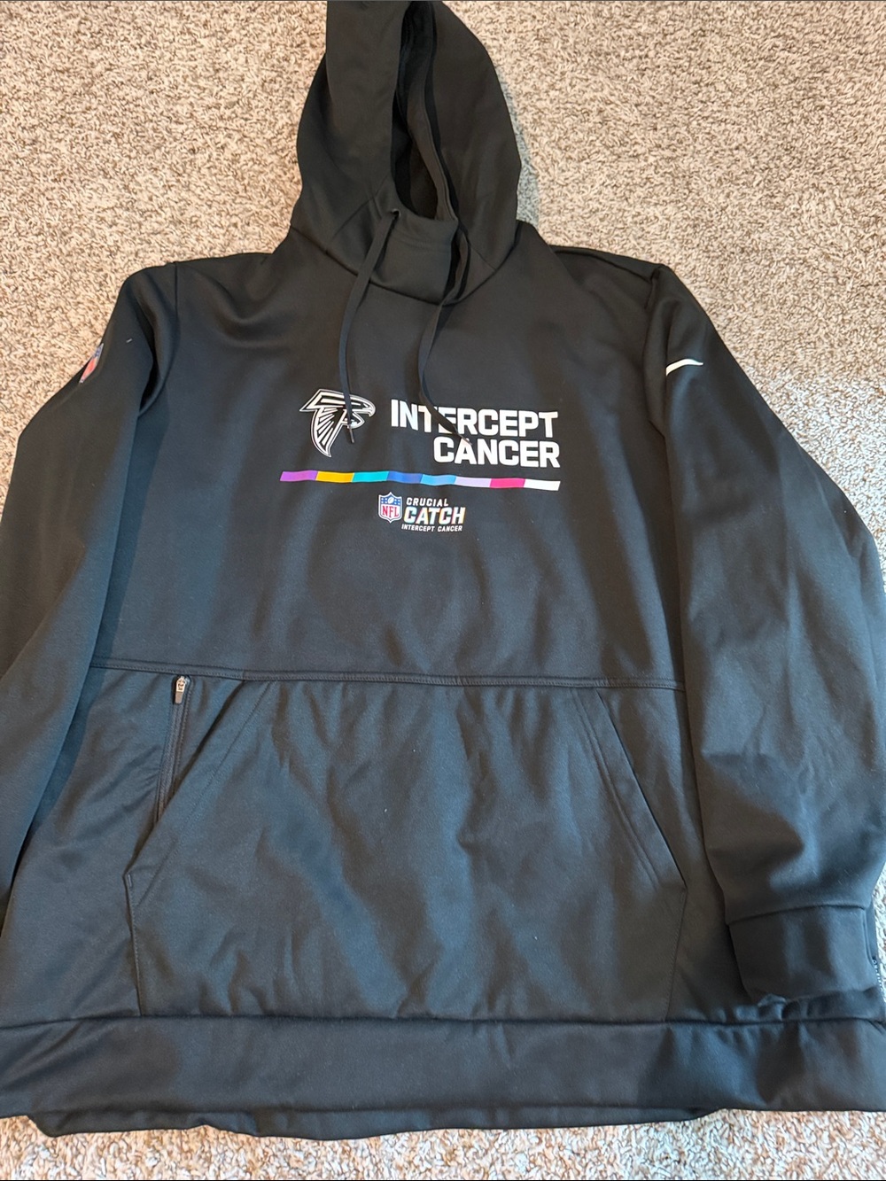 Nike Black 'Intercept Cancer' Falcons Hooded Performance Pullover